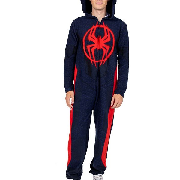 Men's Spider-Man Hooded Union Suit Pajamas Licensed Character