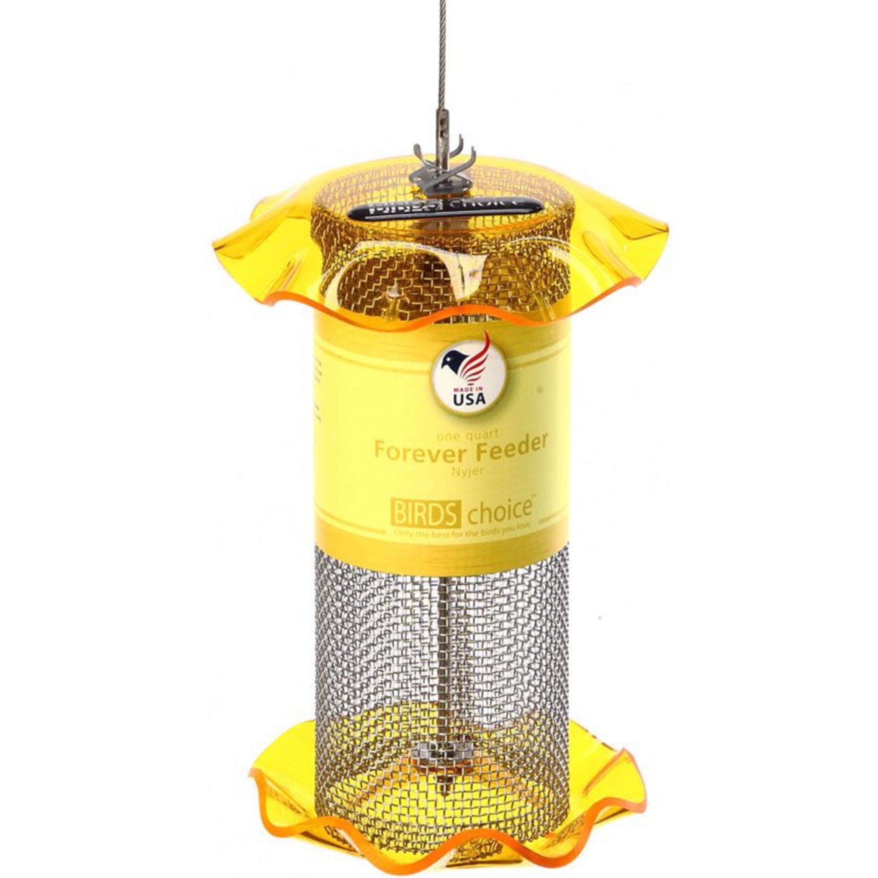 Birds Choice forever Nyjer with Stainless Steel Screen in Yellow Bird Feeder, Small Birds Choice