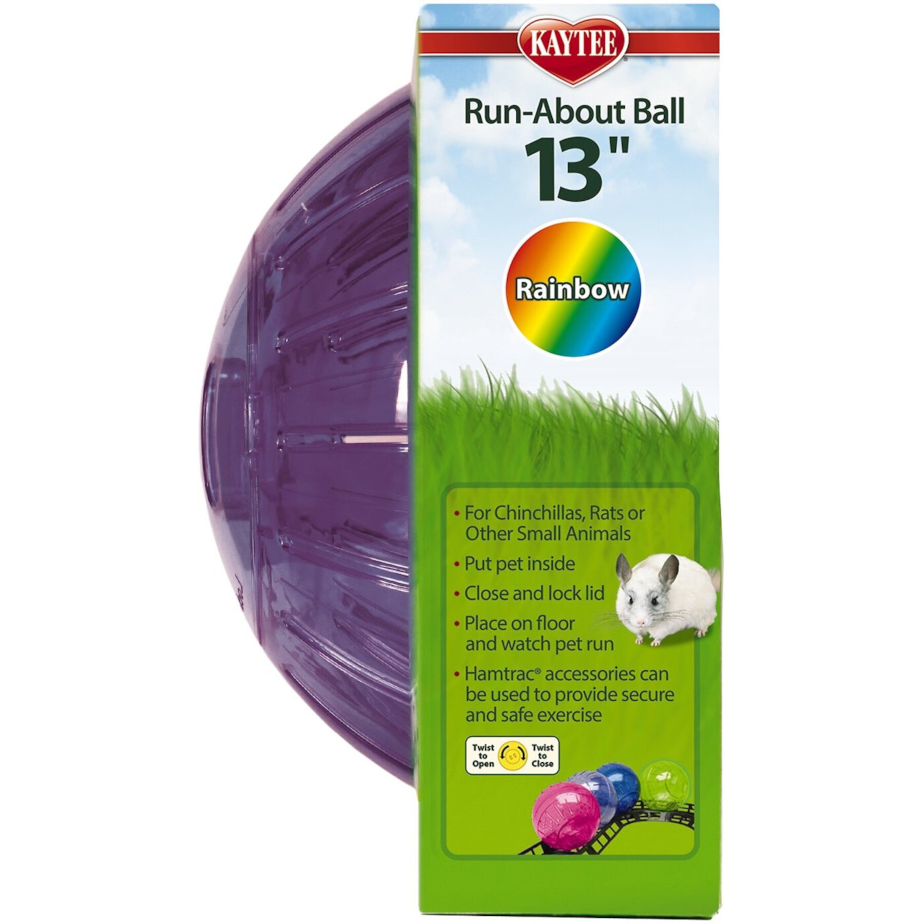 Kaytee Mega Run Exercise Ball Small Pet Toy, Assorted Colors, 13-in Kaytee