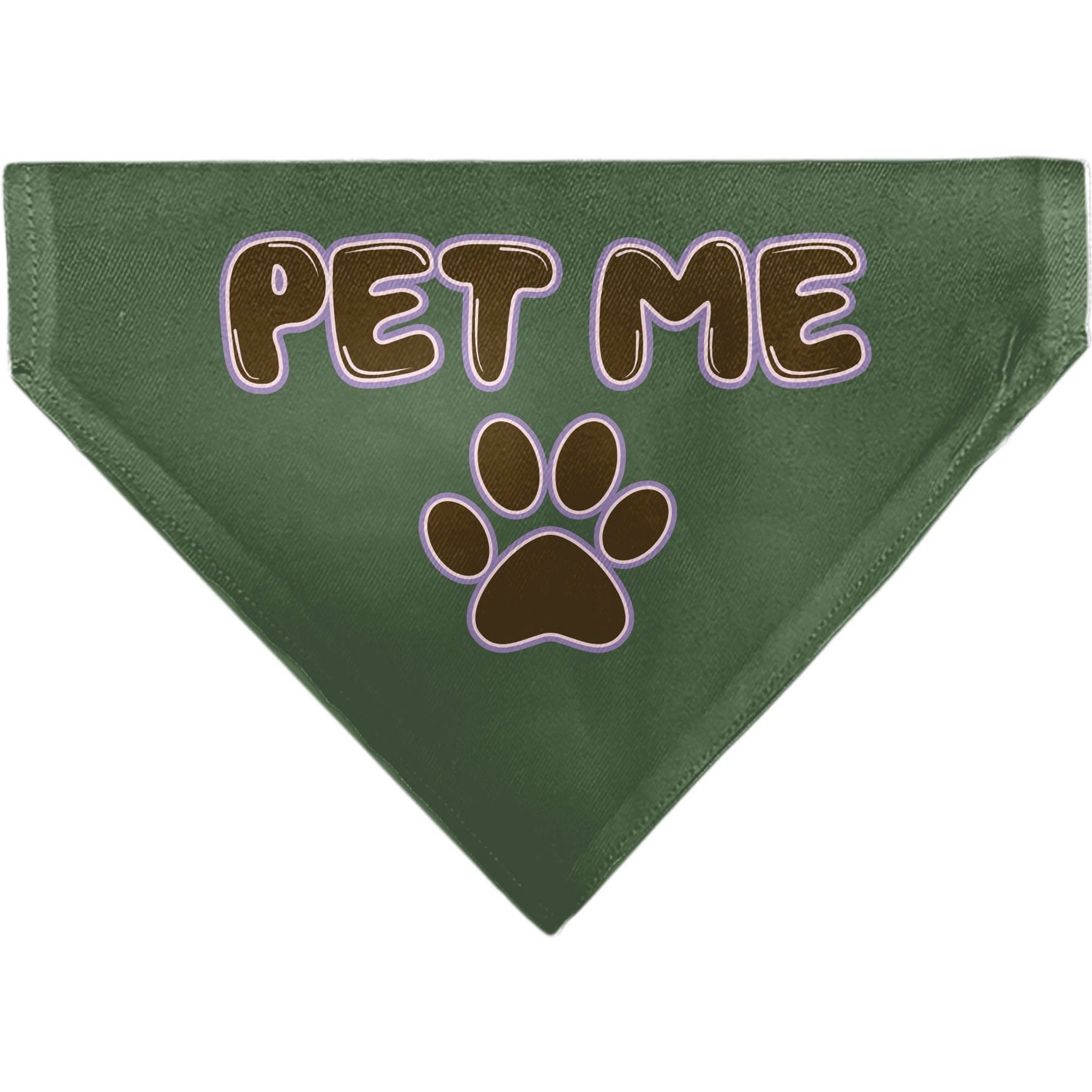 Buckle-Down Pet Me Text & Paw Olive Dog Bandana Buckle-Down