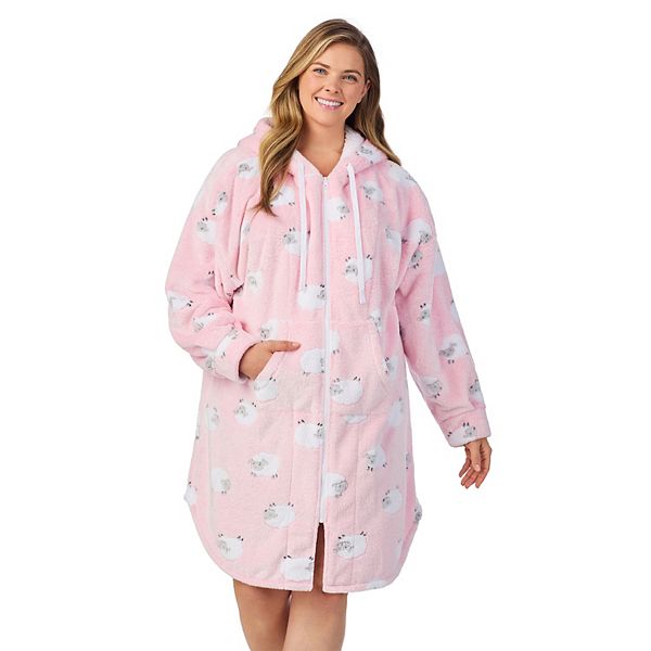 Plus Size Cuddl Duds® Hooded Plush Zip Robe Cuddl Duds