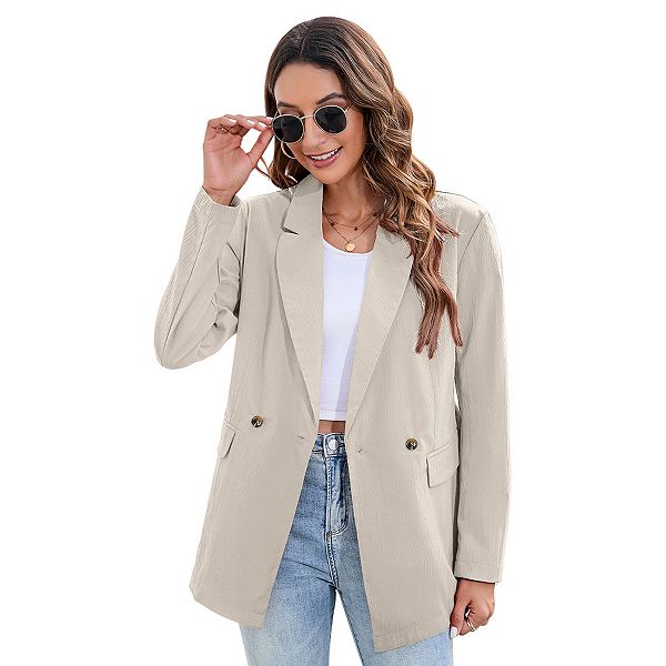 Women's Blazers Casual Oversized Long Sleeve Open Front Lapel Lightweight Suit Missky