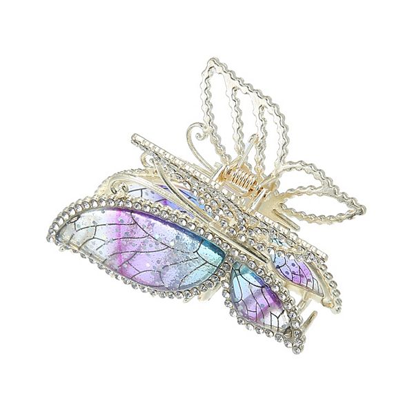 Rhinestone Butterfly Hair Clips Barrettes Hair Clips for Women Girls Purple Unique Bargains