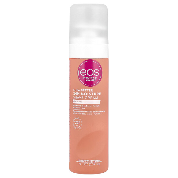 Shea Butter 24H Moisture Shave Cream, Pink Citrus, 7 fl oz (207 ml) Eos