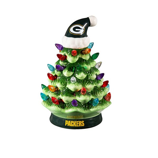 Керамическая рождественская елка Green Bay Packers с LED подсветкой, 20 см, вес 0.54 кг Evergreen Enterprises