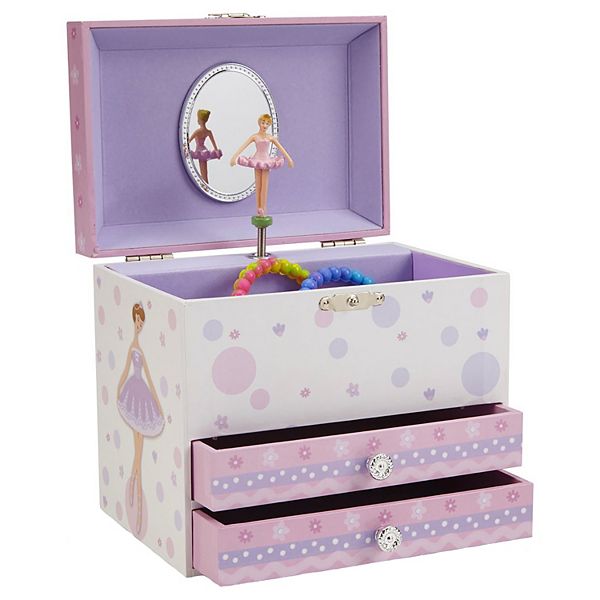 Musical Jewelry Box With 2 Pullout Drawers, Swan Lake Tune Jewelkeeper