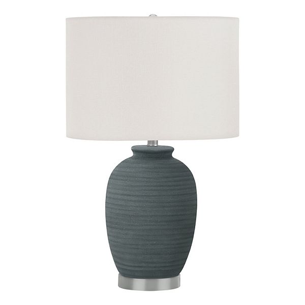 Monarch Contemporary 24" Table Lamp, Blue Ceramic Base, Ivory Shade Monarch