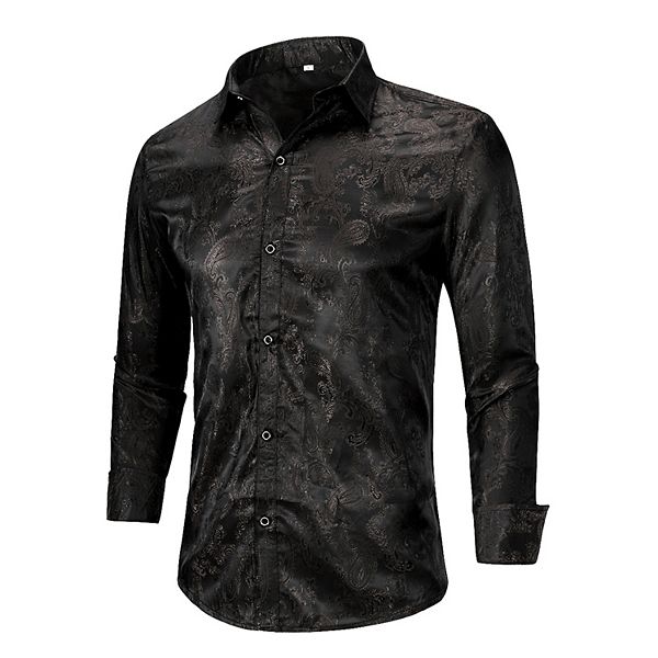 Mens Paisley Shirt Slim Fit Button Down Dress Shirt Cloudstyle