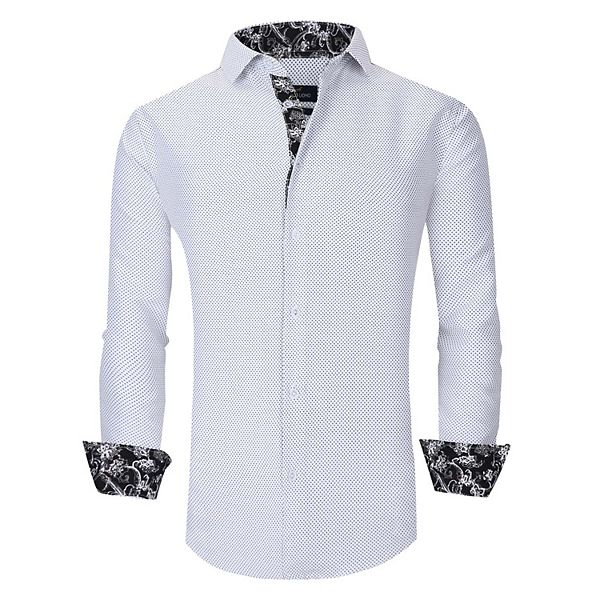 Azaro Uomo Men Slim Fit Four-way Stretch Geometric Long Sleeve Button Down Azaro Uomo