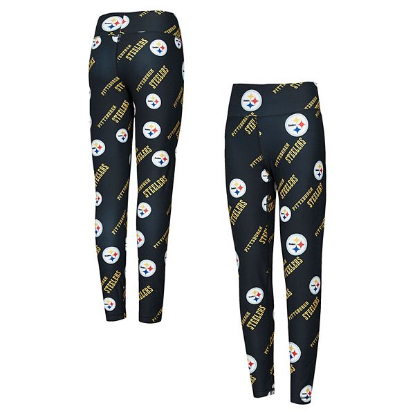 Women's Concepts Sport Black Pittsburgh Steelers Breakthrough Allover Print Knit Leggings Unbranded