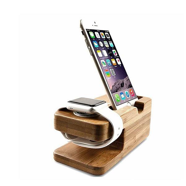 ZTECH Wooden Mount And Cradle Station Dock For Apple Watch And iPhone Ztech