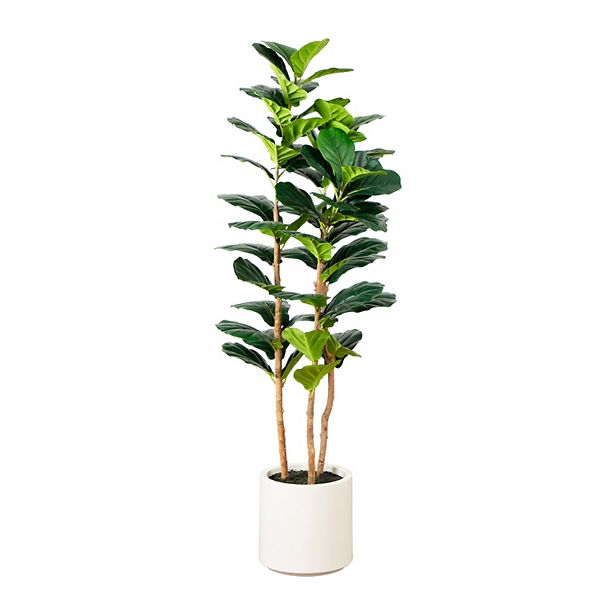 nearly natural 5-ft. Artificial Fiddle Leaf Tree Planter Floor Decor Nearly Natural