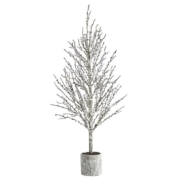 nearly natural Snowed Twig Artificial Tree Floor Decor Nearly Natural