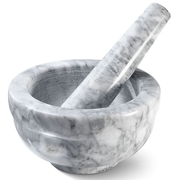 Mortar and Pestle Set,  Small Grinding Bowl Set Holds Up to 3oz - 3.75x2’’, Marble Gray Home I