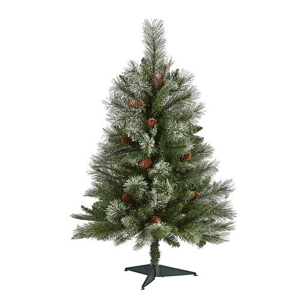 nearly natural 3-ft. Flocked French Alps Mountain Pine Artificial Christmas Tree Nearly Natural