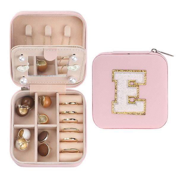 Travel Jewelry Box With Mirror Mini Portable Jewelry Organizer Case Storage Display Holder Unique Bargains