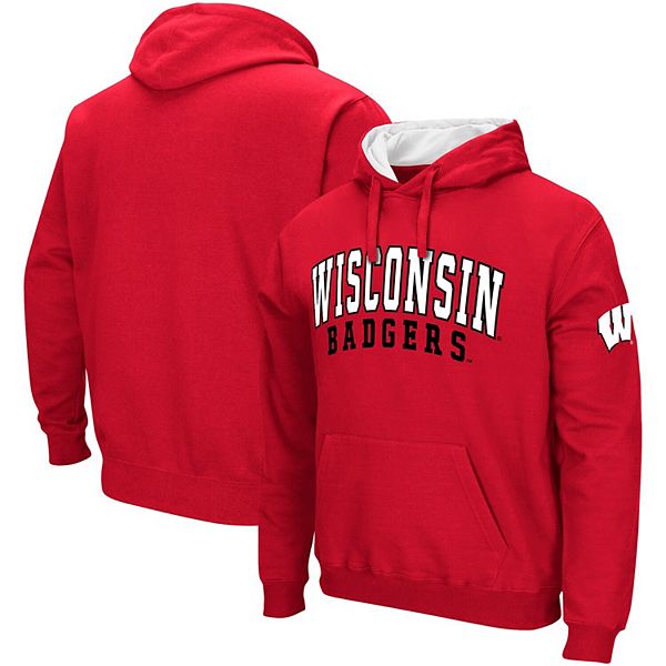 Men's Colosseum Red Wisconsin Badgers Double Arch Pullover Hoodie Colosseum