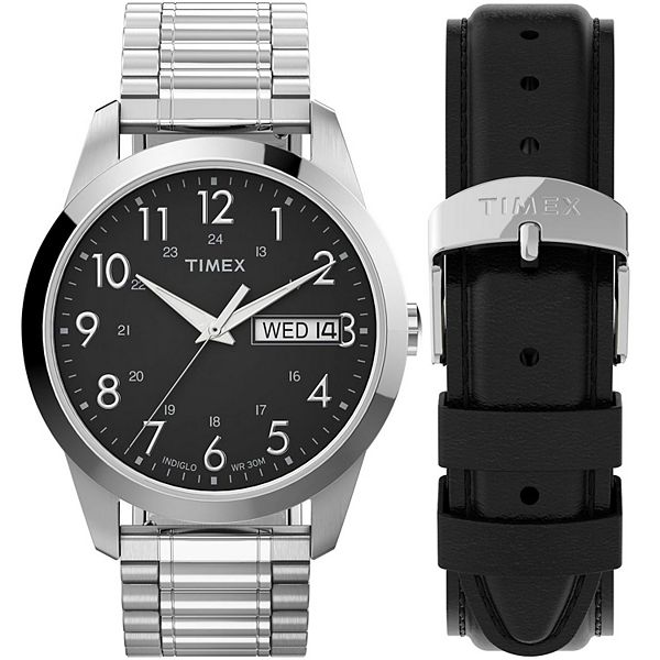 Timex® Men's Expansion Band Watch & Leather Strap Box Set - TWG027900JT Timex