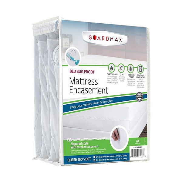 Guardmax Waterproof Zippered Mattress Encasement With Zipper Deep Pockets Guardmax