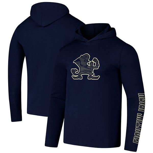 Men's Colosseum Navy Notre Dame Fighting Irish Color Pop Active Blend 2-Hit Long Sleeve Hooded T-Shirt Colosseum