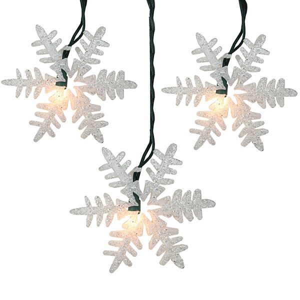 Northlight 10-Count White Glittered Snowflake Christmas Light Set Northlight