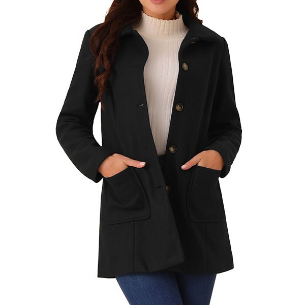 Women's Winter Overcoat Mid-long Casual Notch Lapel Single-breasted Peacoat Seta T