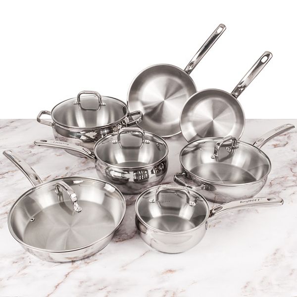 BergHOFF Belly Shape 12-pc. Stainless Steel Cookware Set with Glass Lids BergHOFF