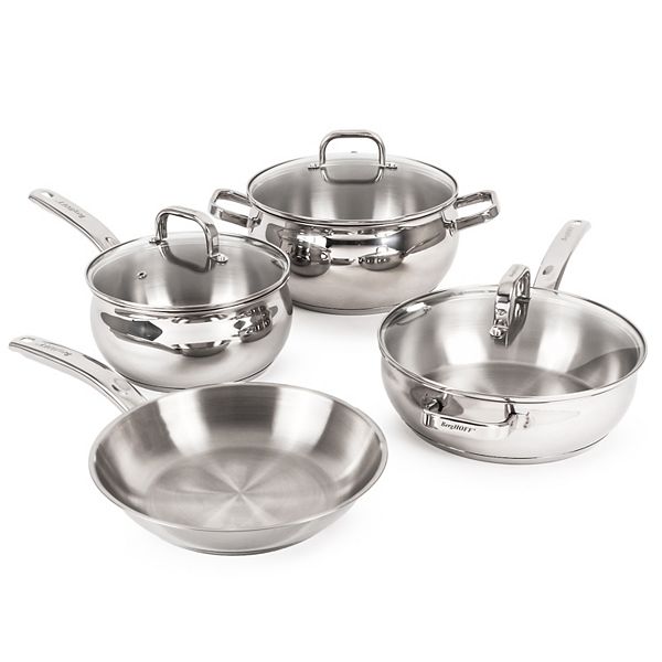 BergHOFF Belly Shape 7-pc. Stainless Steel Cookware Set with Glass Lids BergHOFF