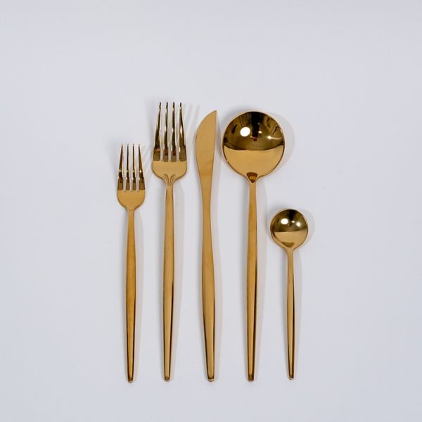 Ozarke Royal Cutlery Set, Stainless Steel, Matte Gold & Black - Set of 20 Ozarke