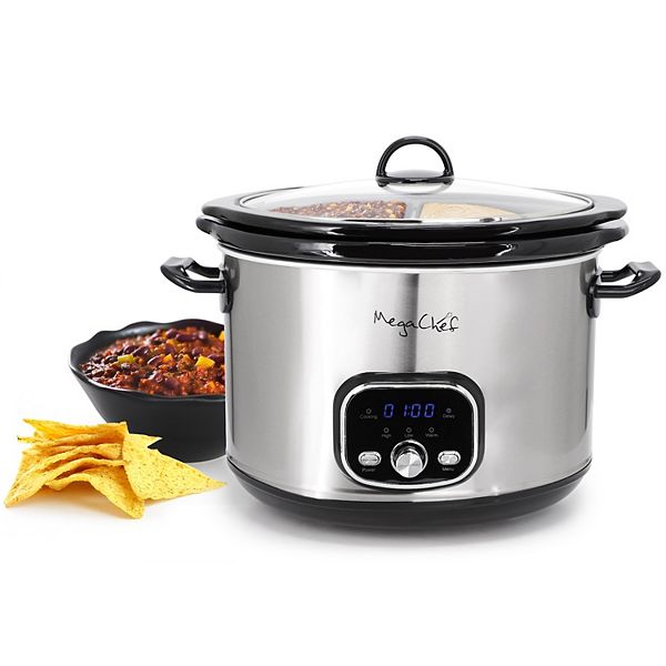 MegaChef Interchangeable 6-qt. & Split 2.5-qt. Slow Cooker and Warmer MegaChef