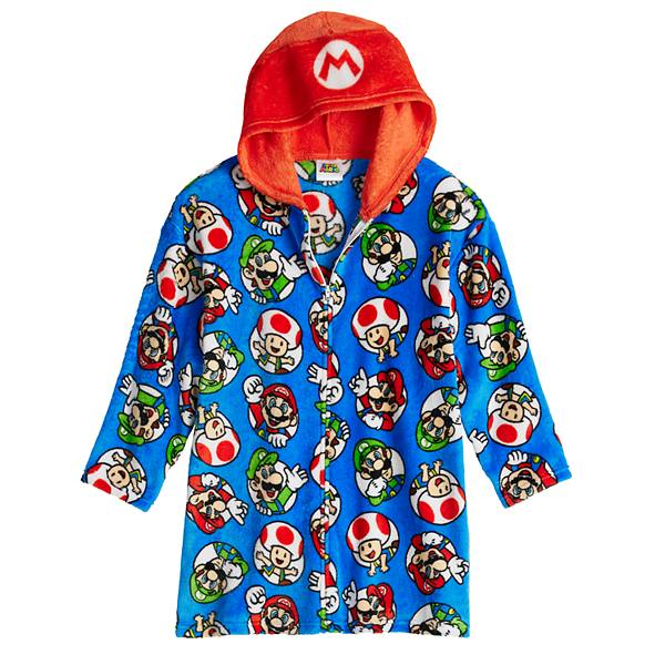 Boys 4-10 Super Mario Hooded Zip Robe Licensed Character