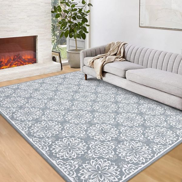 Glowsol Modern Floral Area Rug & Washable Soft Throw Carpet For Home Decor GlowSol