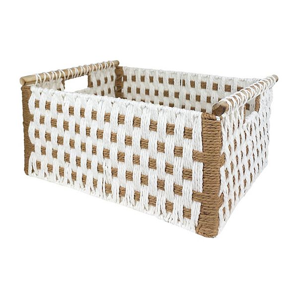 Belle Maison Paper Weave Basket with Wooden Handles Belle Maison