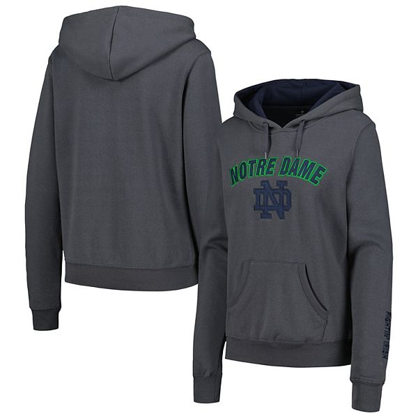 Women's Colosseum Charcoal Notre Dame Fighting Irish Arch & Logo Pullover Hoodie Colosseum