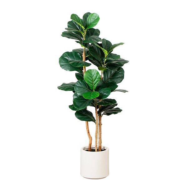 nearly natural 4-ft. Artificial Fiddle Leaf Tree Planter Floor Decor Nearly Natural