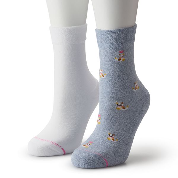 Women's Dr. Motion 2-Pack Comfort Top Cats Diabetic Crew Socks Dr. Motion