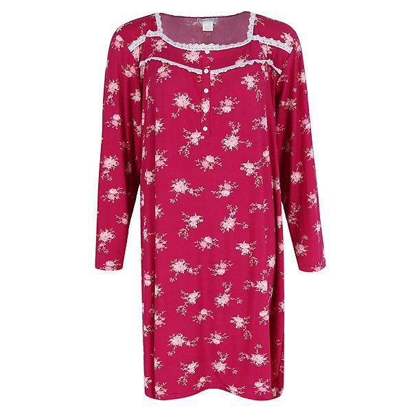 Elegant Emily Women's Plus Size Floral Lace Long Sleeve Sleep Gown Elegant Emily