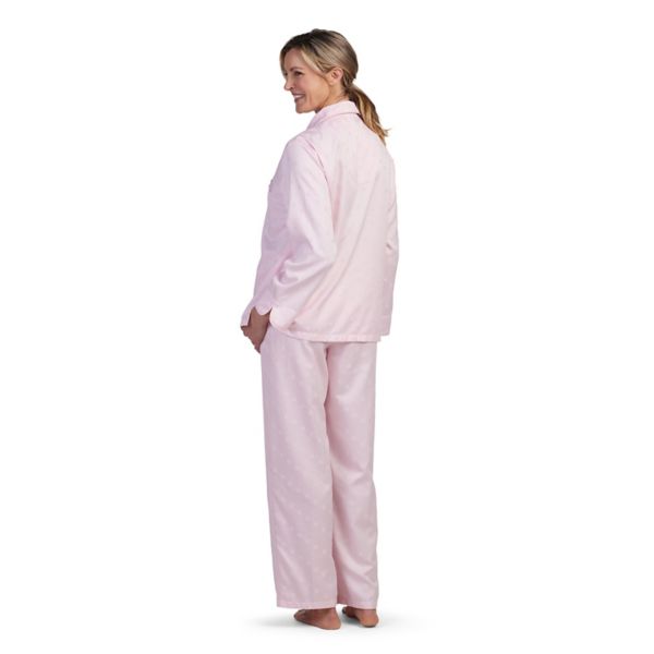 Petite Miss Elaine Essentials Brushed Back Satin Pajama Top & Pajama Bottom Set Miss Elaine