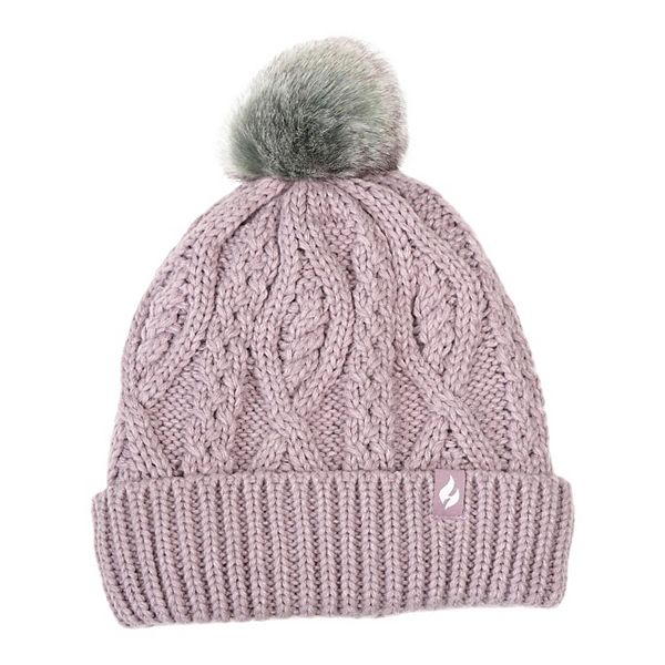 Women's Heat Holders Heatweaver Cable Knit Pom Pom Hat Heat Holders