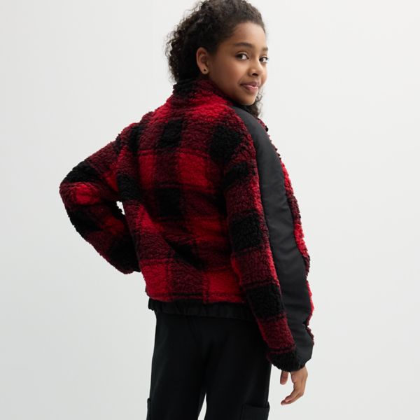 Girls 7-16 Limited Too Plaid Sherpa Quarter Zip Limited Too