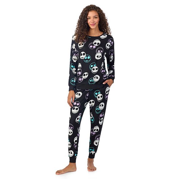 Women's The Nightmare Before Christmas Long Sleeve Pajama Top & Banded Bottom Pajama Pants Sleep Set Licensed Character