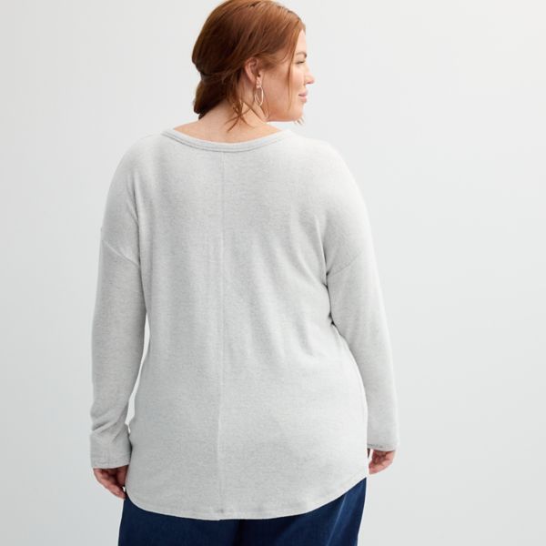 Plus Size Sonoma Goods For Life® Long Sleeve Scoopneck Pullover Sonoma