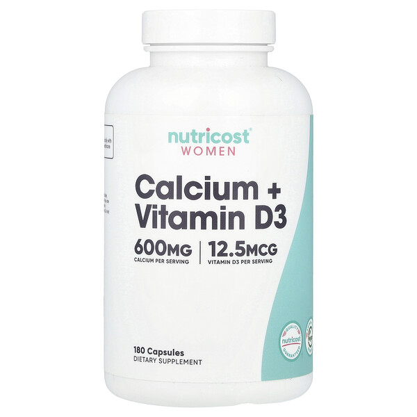 Women, Calcium + Vitamin D3, 180 Capsules Nutricost