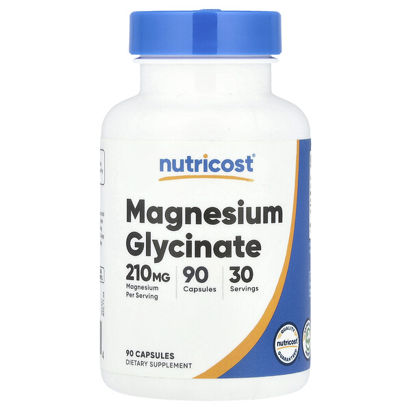 Magnesium Glycinate, 210 mg, 90 Capsules (70 mg per Capsule) Nutricost