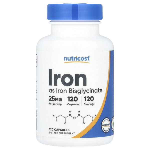 Iron, 25 mg , 120 Capsules Nutricost