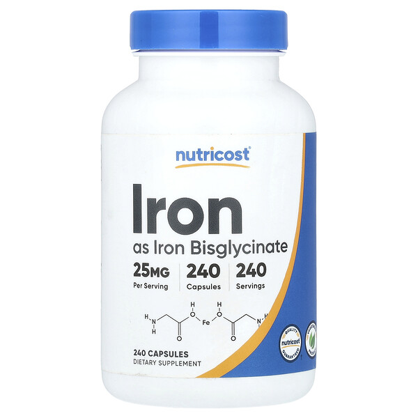 Iron, 25 mg , 240 Capsules Nutricost