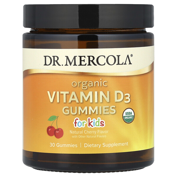 Organic Vitamin D3 Gummies, For Kids, Natural Cherry, 25 mcg (1,000 IU), 30 Gummies Dr. Mercola