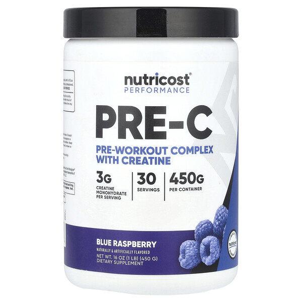 Performance, Pre-C, Pre-Workout Complex With Creatine, Blue Raspberry, 1 lb (450 g) Nutricost