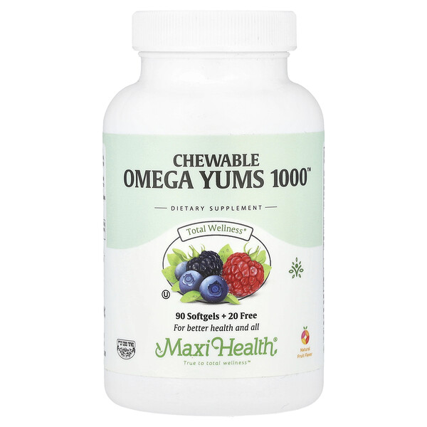 Chewable Omega Yums 1000™, Natural Fruit, 110 Softgels Maxi Health