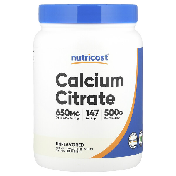 Calcium Citrate, Unflavored, 17.9 oz (500 g) Nutricost